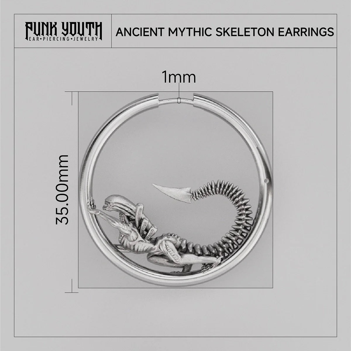 BIOMECHANICAL ALIEN HOOP EARRINGS